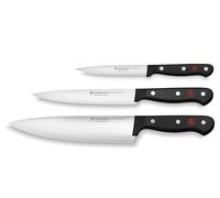 Wusthof Gourmet (1125060307) - Juego de Cuchillos, 3 Piezas, Que Incluye un Cuchillo Santoku, un Cuchillo de Chef de Estilo Chino y Tijeras de Cocina, Acero de Calidad, para Lavavajillas