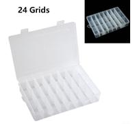 Wusvive Caja de almacenamiento de cuentas de joyería de 19 cm con tapa | 24 rejillas individuales, tapa transparente transparente, cierre bloqueable, plástico PP duradero, tornillos para cuentas de