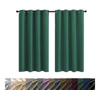 WUXXIANG Cortina Dormitorio Opaca 2 Pieza 150 x 250 cm Opacas, Térmicas, Protección contra El Frío, Moderno Ojales Cortina Ventana Visillos Salon, 2 Unidades, para Dormitorio, Cocina, Verde Oscuro