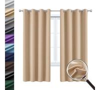 WUXXIANG Cortina Dormitorio Opaca 2 Pieza 60 x 110 cm Poliéster Resistente,Protección UV y Sol, Cortinas Opacas Térmicas Aislantes, 2 Unidades, para Dormitorio, Cocina, Beige
