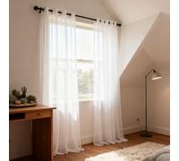 WUXXIANG Cortinas Modernas 150 x 160 cm Translucidas, Muy Finitas, Entra La Luz, Visillo Cortinas con Ojales para Salon Dormitorio Cocina Comedor Cocina Balcón, Blanco