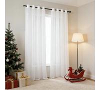 WUXXIANG Cortinas Modernas 195 x 200 cm Translucidas, Muy Finitas, Entra La Luz, Cortina Semiopaca con Ojales para Salon Dormitorio Cocina Comedor Cocina Balcón, Blanco