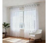 WUXXIANG Cortinas Modernas 200 x 250 cm Translucidas, Muy Finitas, Entra La Luz, Cortina Semiopaca con Ojales para Salon Dormitorio Cocina Comedor Cocina Balcón, Blanco
