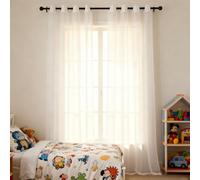 WUXXIANG Cortinas Modernas 216 x 200 cm Translucidas, Muy Finitas, Entra La Luz, Cortinas de Voile con Ojales para Salon Dormitorio Cocina Comedor Cocina Balcón, Blanco