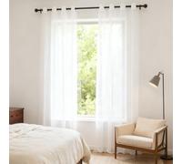 WUXXIANG Cortinas Modernas 250 x 190 cm Translucidas, Muy Finitas, Entra La Luz, Visillo Cortinas con Ojales para Salon Dormitorio Cocina Comedor Cocina Balcón, Blanco