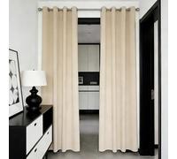 WUXXIANG Cortinas Opacas 160 x 200 cm Modernas, Elegante, Suave, Termica Aislantes, Ruido Reducción, con Ojales, Anti Luz, Fuerte Cortina Dormitorio para Salon, Habitacion, Comedor, Beige