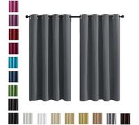 WUXXIANG Cortinas Opacas 2 Piezas 80 x 70 cm Protección de La Intimidad Protección Solar, Cortinas Termicas Aislantes Frio y Calor, con Corbatas, para Habitacion Salon, Gris Oscuro