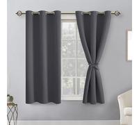 WUXXIANG Cortinas Opacas Dormitorio 2 Piezas 50 x 55 cm Protección de La Intimidad Protección Solar, Cortinas Termicas Aislantes Frio y Calor, 2 Unidades, para Interiores, Sala de Estar, Gris Oscuro