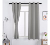 WUXXIANG Cortinas Opacas Termicas 2 Piezas 80 x 100 cm Conserva Intimidad y Temperatura, Cortina Opaca Ventana con Ojales, con Corbatas, para Habitacion Salon, Gris Claro