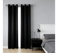 WUXXIANG Cortinas Salon Modernas 60 x 170 cm Frio y Calor, Ruido Reducción, Opaca, Termica Aislante Frio, con Cinta Fruncida, Suave Cortinas Cocina para Salon, Habitacion, Comedor, Negro