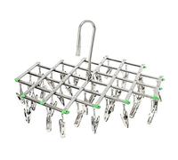Wuyue Hua Perchero de secado con 35 clips, de acero inoxidable, diseño de gancho inteligente para evitar que se salga, pinzas de secado para calcetines,camisa o ropa de tamaño pequeño