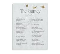 WVPJJNXAFN Mary Oliver The Journey Poem Poster Inspirational Poetry Wall-Art for Reading Nook Library(Unframed,08x12inch(20x30cm))