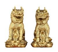 WXMYOZR Un par de estatuas de Feng Shui Chi-Lin/Kylin, estatuilla de Prosperidad de Riqueza de Unicornio Chino Kirin de latón para la Oficina en el hogar atrae Riqueza y Buena Suerte,Big
