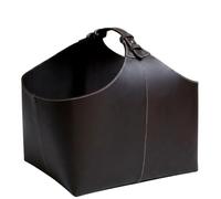 Wxqbjtam Contenedor de Chimenea Recipiente para Leña de Cuero PU Cesta Decorativa Nórdica con Asas Resistentes Toque Elegante Adecuada para Estancias Familiares Modernización del Espacio , Marrón