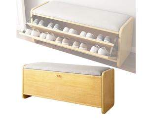 WXZXWXZX Banco Zapatero Entrada Recibidor Zapatero Estrecho Banco Almacenaje con Asiento Banqueta Dormitorio Banco Pie de Cama para Sala de Estar Pasillo Dormitorio(Wood Color,80cm/31.49in)