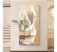 WXZXWXZX Cuadros decorativos en 3D con luz LED y jarrón, decoracion pared moderna texturizada en arenisca con estantes integrados para sala de estar y recibidor(Beige-B,80x160cm (31.5x63in))
