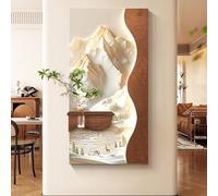 WXZXWXZX Cuadros decorativos en 3D con luz LED y jarrón, decoracion pared moderna texturizada en arenisca con estantes integrados para sala de estar y recibidor(Brown-A,40x80cm (15.7x31.5in))