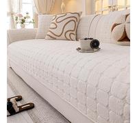 WYJHNLBEDC Funda para sofá/sofá, manta cálida y supersuave de felpa para sofá en forma de L, forma de U, sofá esquinero de 3/2/1 plaza, protección contra arañazos, gato, blanco, 90 x 240 cm