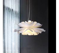 Wylolik Lámpara colgante moderna de estilo nórdico con forma de pétalo, lámpara colgante de acrílico blanco, lámpara de araña de acrílico con forma de flor y altura regulable para el salón, el comedor