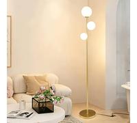 Wylolik Lámparas de pie modernas nórdicas Lámpara de pie de vidrio blanco 3 bolas Luz de pie de metal dorado de lujo Sala de estar interior Lámpara vertical decorativa Interruptor de pie Fuente luz G9
