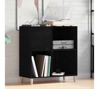 Wynira Armario para discos de vinilo con aspecto de roble negro, 84,5 x 38 x 89 cm, con estante, almacenamiento moderno para salón, almacenamiento versátil para archivos, zapatos, aparador, cómoda