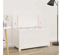 Wynira Banco blanco de madera maciza de pino 80 x 41 x 77 cm con respaldo y espacio de almacenamiento, cofre de madera para pasillo, pasillo, salón, dormitorio, cómodo asiento con solapa y cojín