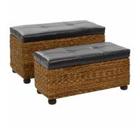 Wynira Juego de 2 bancos de madera de álamo maciza, 85 x 40 x 45 cm y 76 x 32 x 35 cm, almacenamiento con espacio de almacenamiento, para pasillo y dormitorio