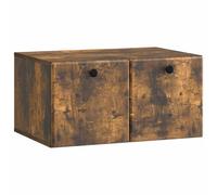 Wynira Mueble de TV montado en la pared de madera de roble ahumado, 59,5 x 41 x 30 cm, moderno mueble bajo con mucho espacio de almacenamiento, para sala de estar, cine en casa, videojuegos