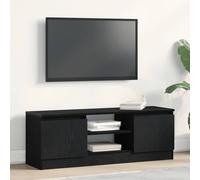 Wynira Mueble para TV con aspecto de roble negro, 102 x 30 x 36 cm, con espacio de almacenamiento, 2 compartimentos, puertas, estante, armario bajo para salón, dormitorio, cine en casa, juegos, HiFi