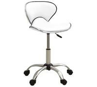 Wynira Silla de oficina blanca de piel sintética, altura regulable, giratoria, con ruedas, ergonómica, sin reposabrazos, para oficina en casa, PC, ordenador, gaming, con cómodo respaldo y función