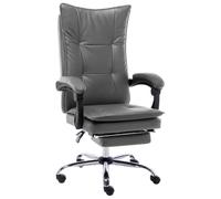 Wynira Silla de oficina de piel sintética antracita con respaldo alto, ergonómica, giratoria y regulable en altura, incluye reposapiés y reposabrazos para oficina en casa, PC y Gaming Comfort