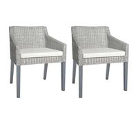 Wynira Sillas de comedor con cojines 2 piezas gris mimbre natural para comedor, cocina y sala de estar, tapizado, con reposabrazos, 60 x 60 x 79 cm, interior, cómodas y fáciles de limpiar