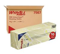 WypAll X80 Paños de limpieza codificados por colores 7567 - Paños amarillos - 10 paquetes x 25 paños de limpieza de alta resistencia (250 en total)