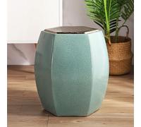 WYQXTY Taburete Decorativo de jardín de cerámica Taburete de jardín Hexagonal de cerámica Verde Claro 56D x 34W x 34H cm