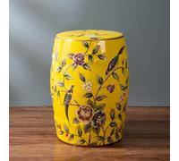 WYQXTY Taburete Decorativo de jardín de cerámica Taburete for Tambor de cerámica con diseño pájaros y Flores, Hueco esmaltado, Multicolor, 56x34x34 cm(D-60)
