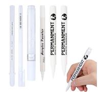 WYRGQIQN 6 Set de Rotuladores de Pintura Blanca Acrílica, Rotuladores Permanentes de Excelente Cobertura para Madera, Textiles, y Múltiples Superficies.