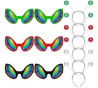 WYRGQIQN Gafas Hora Loca Boda - Kit de Accesorios Alienígena con Diadema Antenas, Disfraces Extraterrestres en Fiestas Temáticas y Halloween