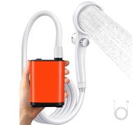 WYRIAZA Ducha de camping portátil, ducha de camping móvil con bomba, ducha de camping recargable, juego de ducha para exteriores con cabezal de ducha y manguera compacta para senderismo, viajes