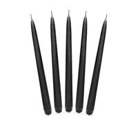PartyDeco Velas cónicas de cera para comedor – Juego de 10, negro mate, 24 cm, 5 h de combustión