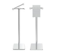 WZRUA Portarrollos de papel higiénico de pie, de acero inoxidable cromado SUS304, soporte para rollo de papel higiénico de doble poste giratorio, soporte independiente para rollo de papel higiénico a