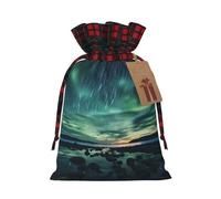 WZYCWB Bolsas de regalo de arpillera con cordón, Sea under the Aurora Borealis, suministros de fiesta de Navidad, bolsas de regalo de Navidad de 8.3 x 11.8 pulgadas