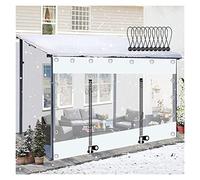 WZYJLyds Cortinas de Lona Impermeable Exterior, Pérgola, Patio, Porche, Paneles Laterales de Lona Alquitranada, con Cremalleras, Lona Transparente Blanca Resistente a La Intemperie de PVC