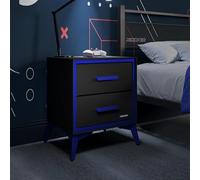 X-Rocker Arcane - Mesita de noche de lona con 2 cajones, mesa auxiliar de almacenamiento con 2 cajones de tela para sala de estar, dormitorio, armario, pasillo, color negro y azul