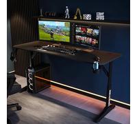 X-Rocker Cougar XL - Escritorio de pie para juegos de 160 x 60 cm, monitor doble grande, sentado y de pie, altura ajustable, marco de metal resistente para adultos y niños, color negro, alfombrilla de
