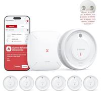 X-Sense - Detector de humo conectado con estación SBS50, alarma contra incendios inalámbrica interconectada, sistema de seguridad para el hogar, compatible con la aplicación X-Sense, SD11-MR31