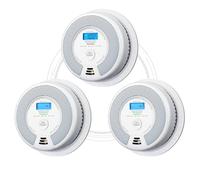 X-Sense Detector de Humo y Monóxido de Carbono de Interconexión Inalámbrica Combinada con Pantalla LCD y Batería de 10 años, SC07-W, Pack de 3