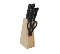X-Set de 5 Cuchillos de Cocina con Tijera y Soporte de Madera, Juego de Cuchillos de Acero Inoxidable, Bloque Porta Cuchillos para Cocina, Corte Preciso y Seguro para Uso Doméstico y Profesional