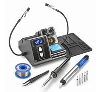 X-Tronic Modelo 3050-PRO-X Estación de soldadura LED digital con 2 prácticas manos de ayuda, función de sueño de 1 a 30 minutos, programable C/F, soporte de rollo de soldadura, limpiador de punta de