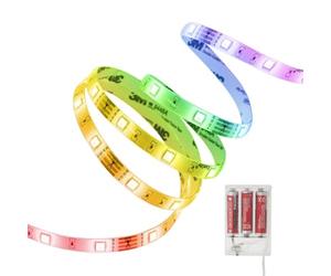 Xanlite LSAK1PIRGB - Cinta luminosa LED, 3 pilas incluidas, 1 metro, 345 lúmenes, autonomía de 28 horas, Mod de fijación por adhesivo, multicolor, colores, 20 variaciones, blanco