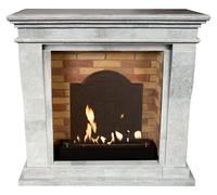 Xaralyn, chimenea de etanol - Kreta-Mini BME-SGP - piedra natural blanca pulida - calefacción de 3 kW - incluye repisa y chimenea integrada - chimenea decorativa